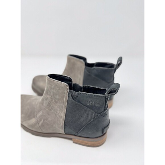 Sorel Boots Gray Leather Emelie Chelsea Ankle Bootie Pull On NL3719-052 US 8 - Picture 8 of 10
